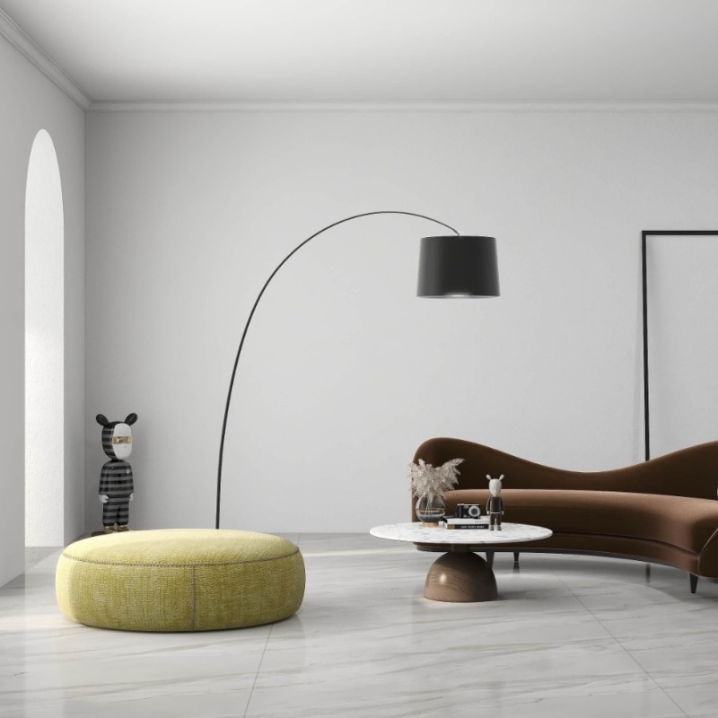 Full Polished Golden Line Tile 600X600 Glossy Beige Marble Look Porcelain Glazed Floor Tiles