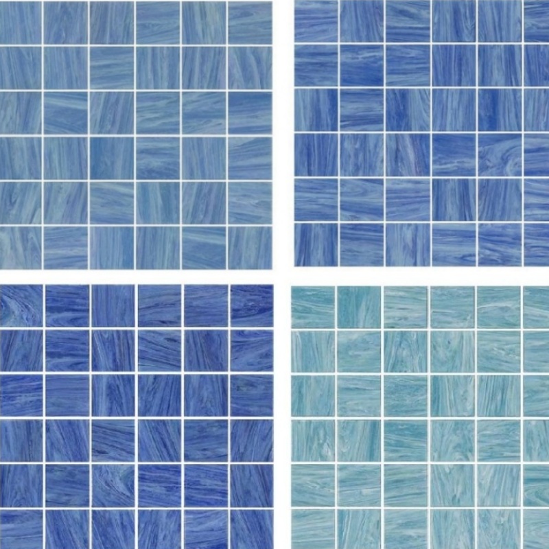 Hot Sale Square Tiles Mix Size Glass Glossy Mosaic for Swimming Pool Tile Bathroom