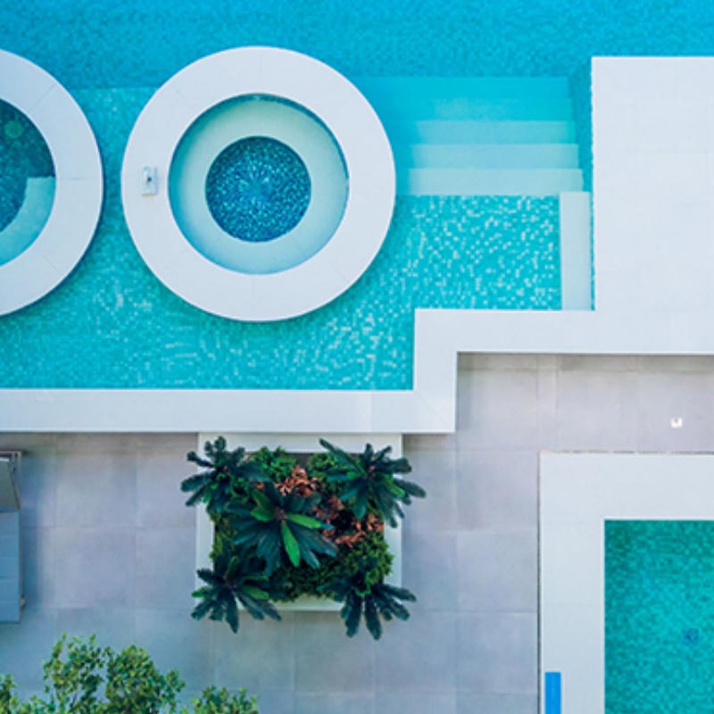 Foshan Blue Swimming Pool Tile Glass Mosaic