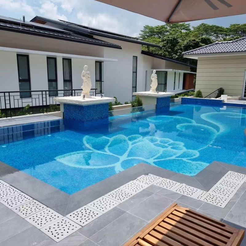 Mixed Size Modern Elegant Blue Square Ceramic Tiles Mosaic Swimming Pool Tiles