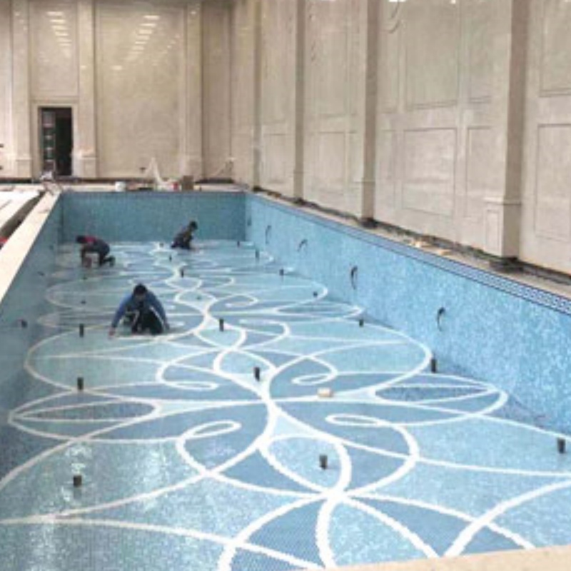 Luxury Blue&Green Square Glass Mosaic Tiles for Swimming Pool Floor Tile Backsplash