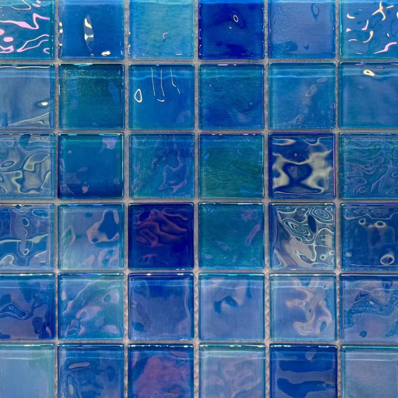 Mixed Color Glass Mosaic Tiles Swimming Pool Tiles Glossy Shiny Surface