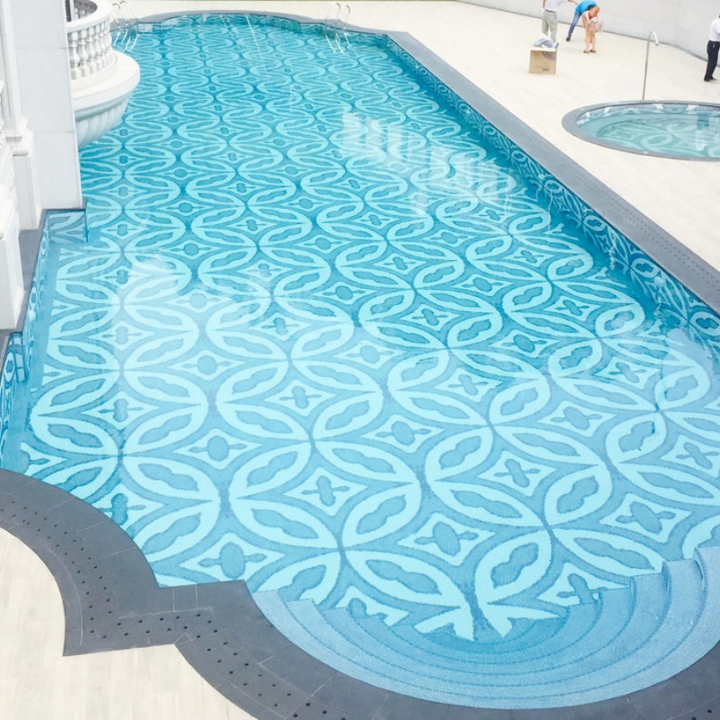 Mixed Size Modern Elegant Blue Square Ceramic Tiles Mosaic Swimming Pool Tiles