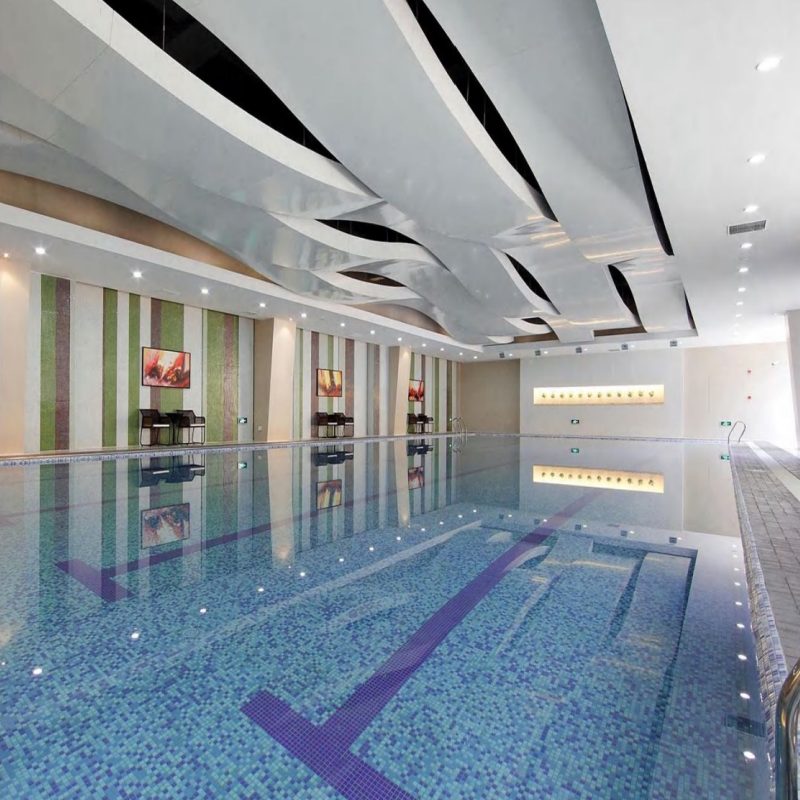 Foshan Blue Swimming Pool Tile Glass Mosaic