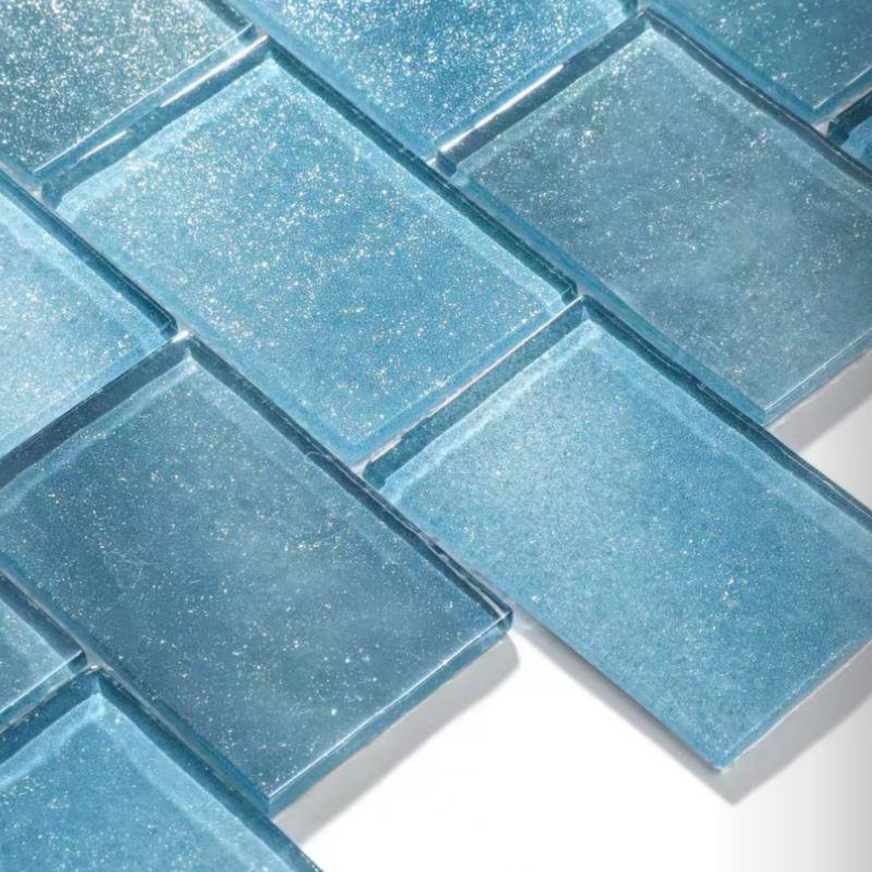 Foshan Blue Swimming Pool Tile Glass Mosaic