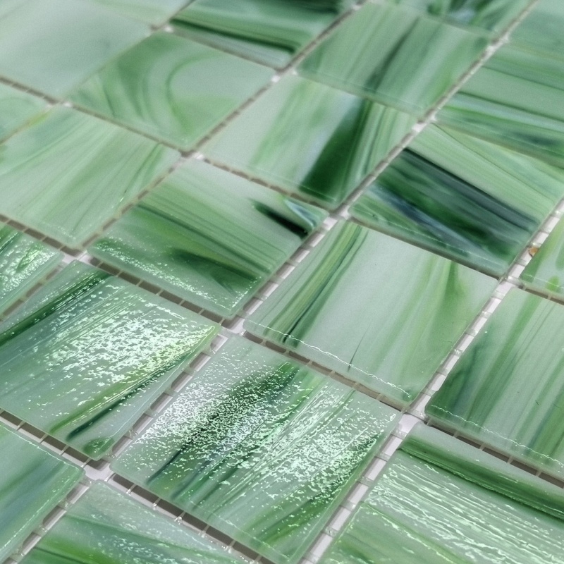 Green Blue Penny Round Series Shining Mosaic Tile for Swimming Pool Free Sample