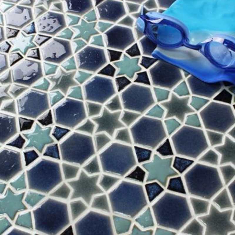 Factory High Quality Sector Glossy Glazed Grey Bathroom Ceramic Mosaic for Kitchen Backsplash Wall Decoration Mosaic Tile