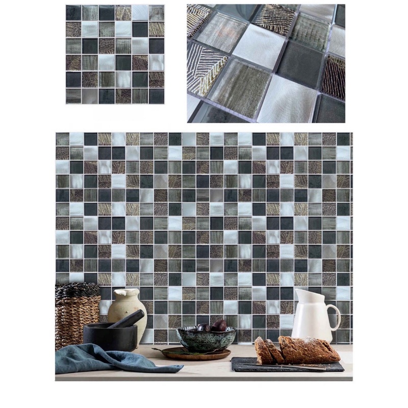Stylish Square Glass Mosaic Tiles for Contemporary Kitchen Design