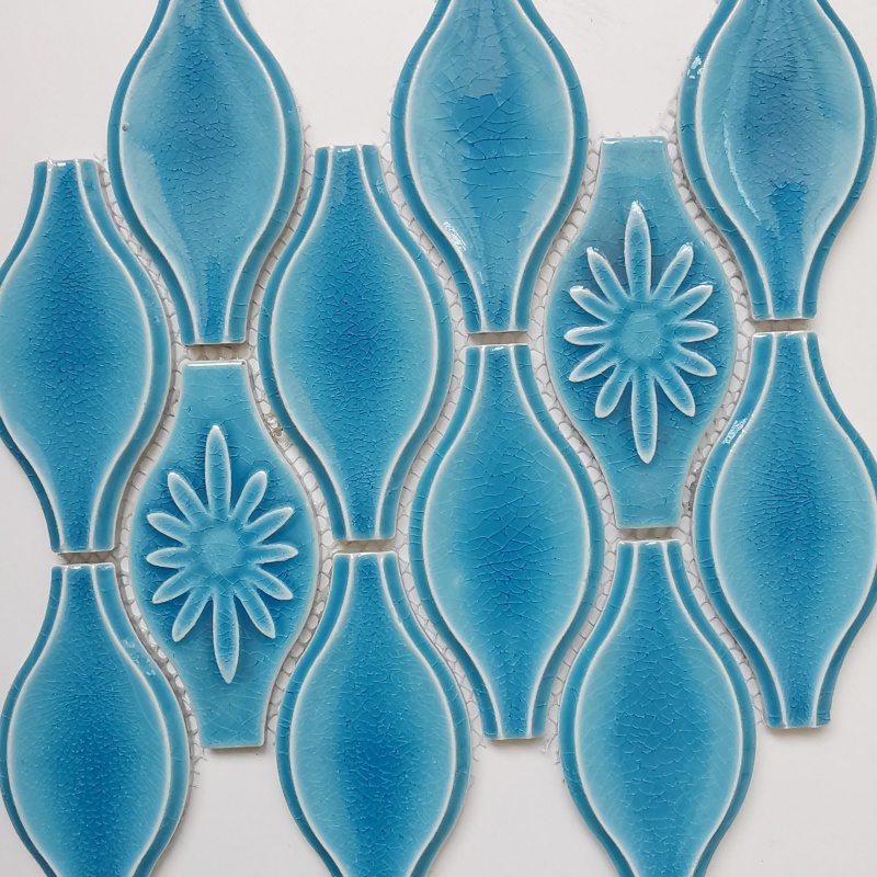 Factory High Quality Sector Glossy Glazed Grey Bathroom Ceramic Mosaic for Kitchen Backsplash Wall Decoration Mosaic Tile