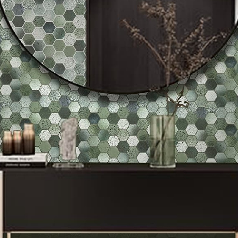 Stylish Blue and Grey Herringbone Mosaic Tile for Modern Spaces