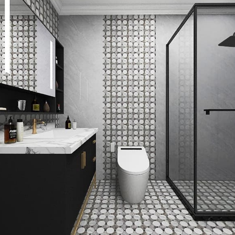 Elegant Crystal Glass and Marble Mosaic Wall Tiles for Stunning Interiors