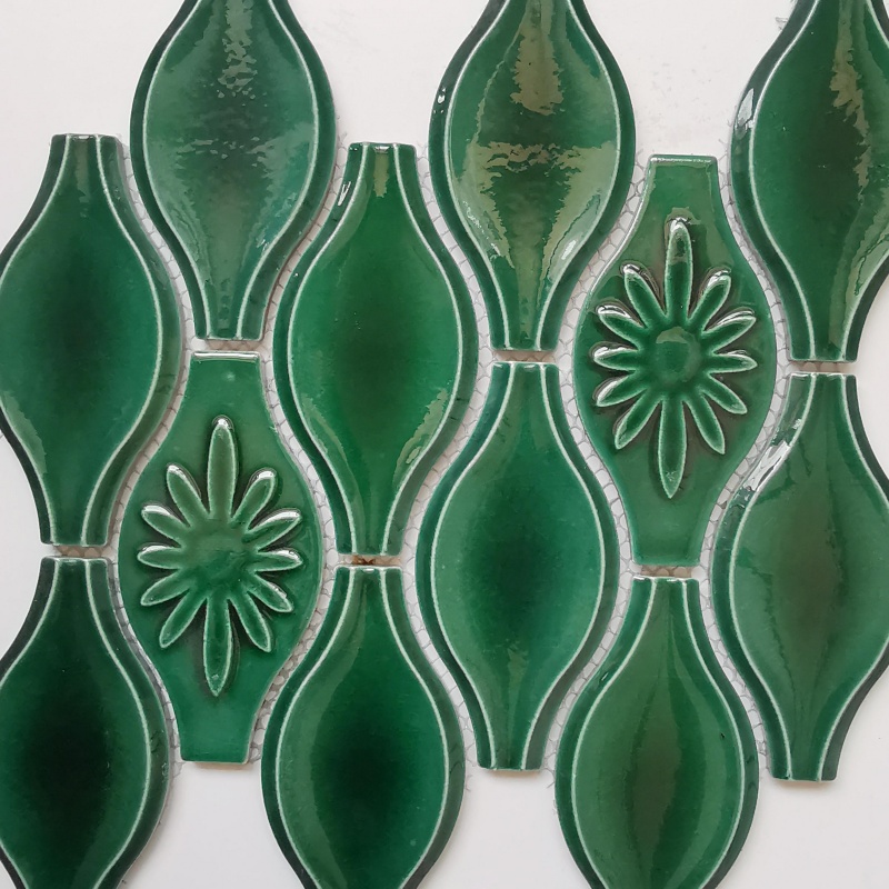 Foshan New Product Blue Glossy Glazed Porcelain Ceramic Mosaic Crafts Kitchen Bathroom Decoration Mosaic