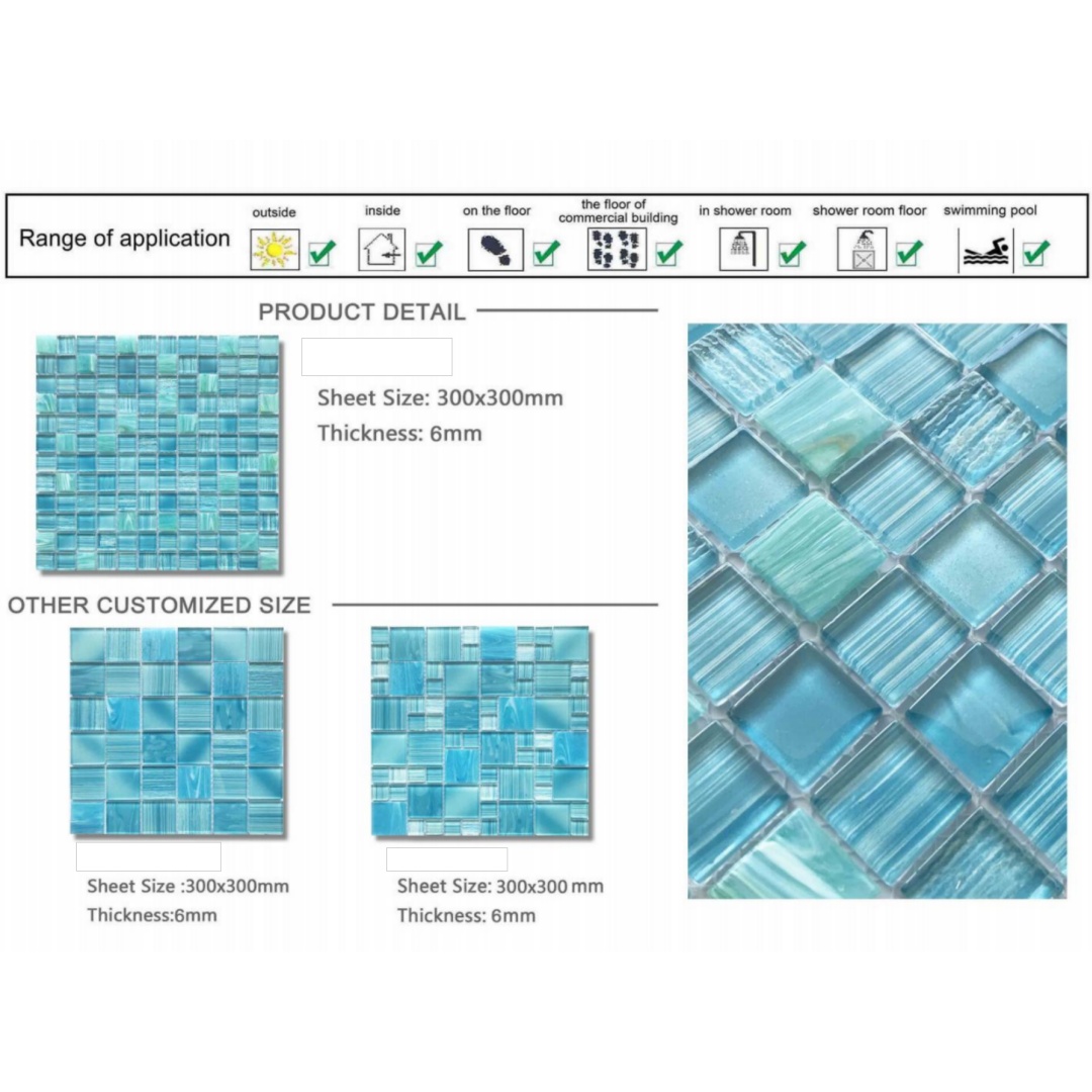 Traditional Style Black Marble Mosaic 25X25 Square Wall Tiles Parquet Glass Stone for Kitchen Bathroom Apartments