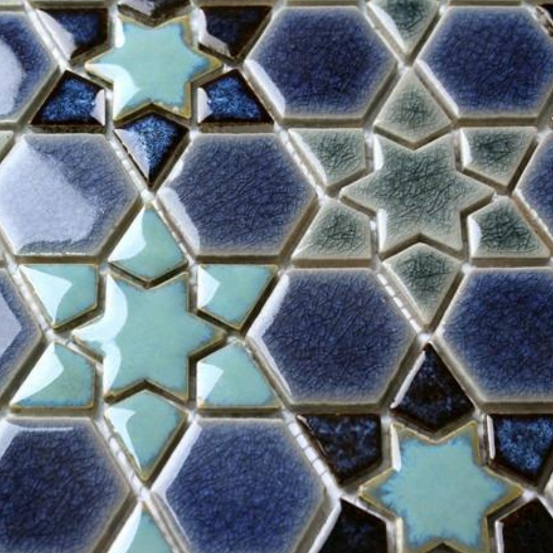 Factory High Quality Sector Glossy Glazed Green Polished Ceramic Mosaic Tile Kitchen Mosaic Bathroom Mosaic Decoration Mosaic