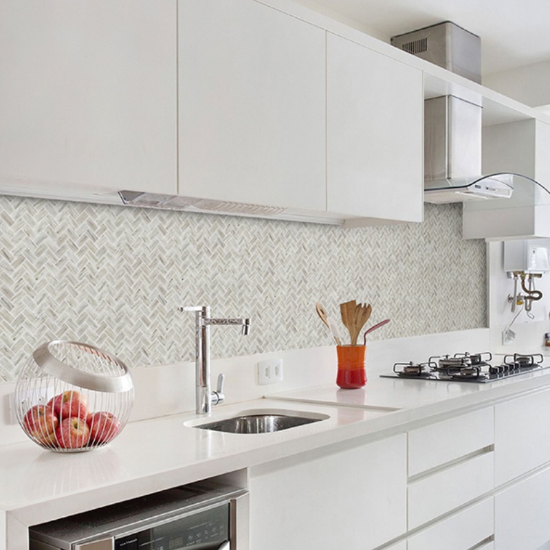 Premium White Marble Mosaic Tiles with Stunning Gold Accents