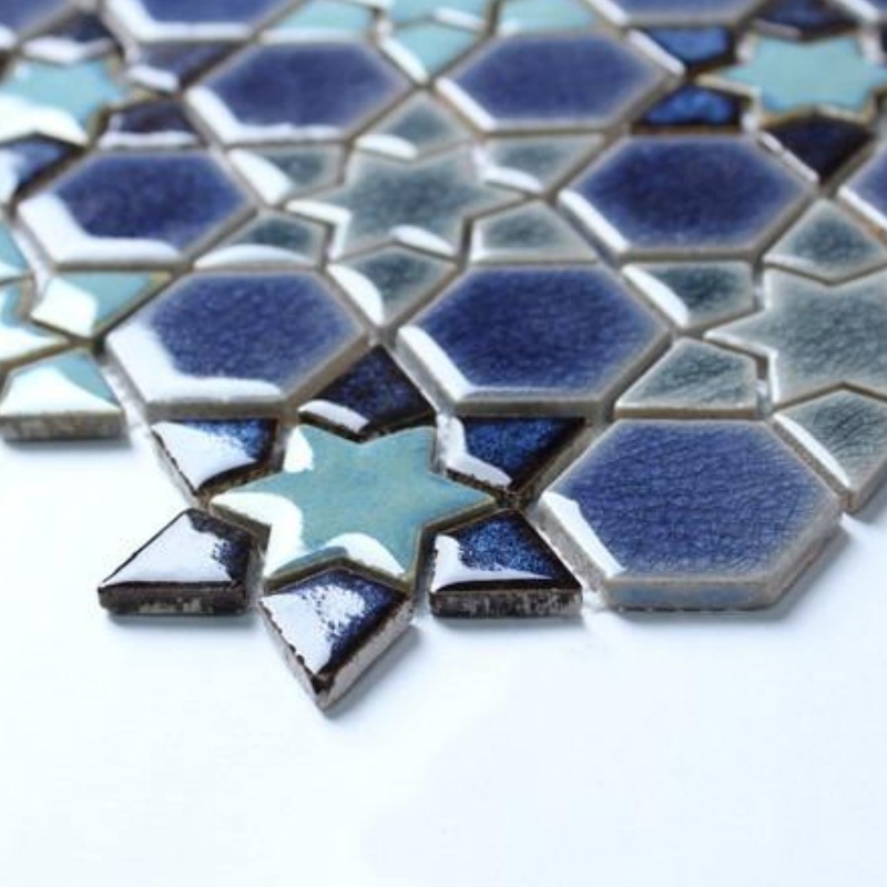 Factory High Quality Sector Glossy Glazed Grey Bathroom Ceramic Mosaic for Kitchen Backsplash Wall Decoration Mosaic Tile