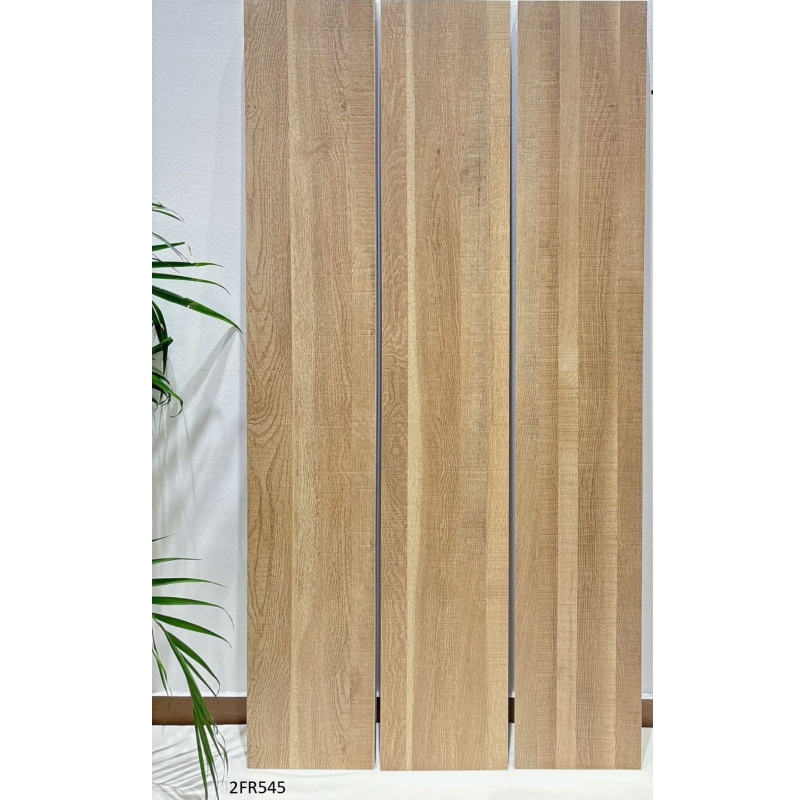Factory Price 200X1200mm Rectified Edge Wood Look Ceramic Tile Glazed Dark Brown Floor Planks for Modern Projects