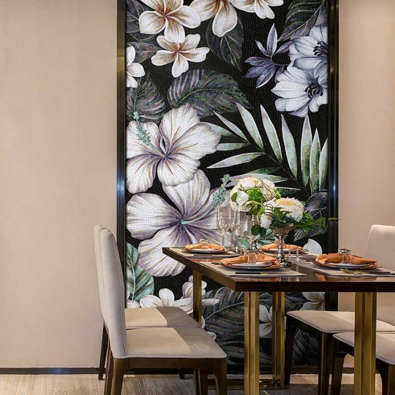 Mosaic Tile Pictures Pattern Classical Mosaic Mural White and Black Glass Mosaic