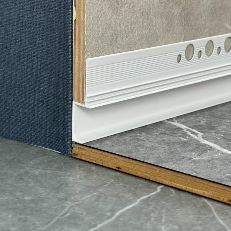 Wide Baseboard Trim Aluminum Profile 40mm 60mm 80mm Metal Bathroom Floor Flexible Wall Skirting Board for Kitchen