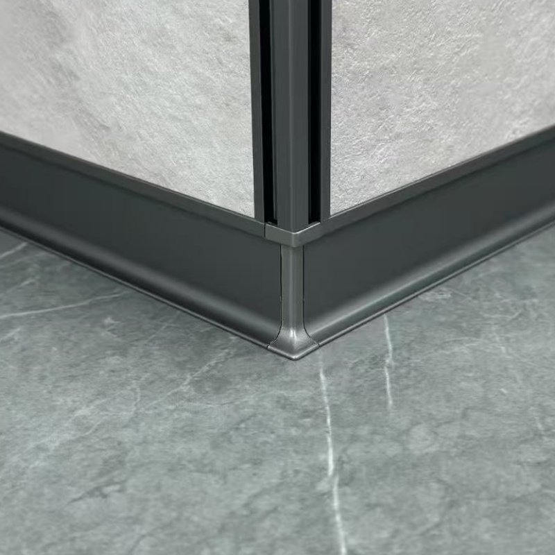 Wide Baseboard Trim Aluminum Profile 40mm 60mm 80mm Metal Bathroom Floor Flexible Wall Skirting Board for Kitchen