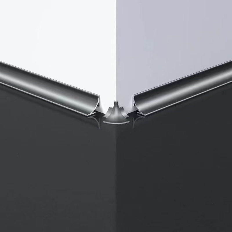 Aluminum Skirting Board with LED Light Nordic Anodize 80mm Black Silver
