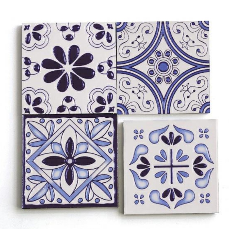Blue Mix Multicolor Encaustic Art Pattern Warm Style Rustic Floor and Wall Tiles