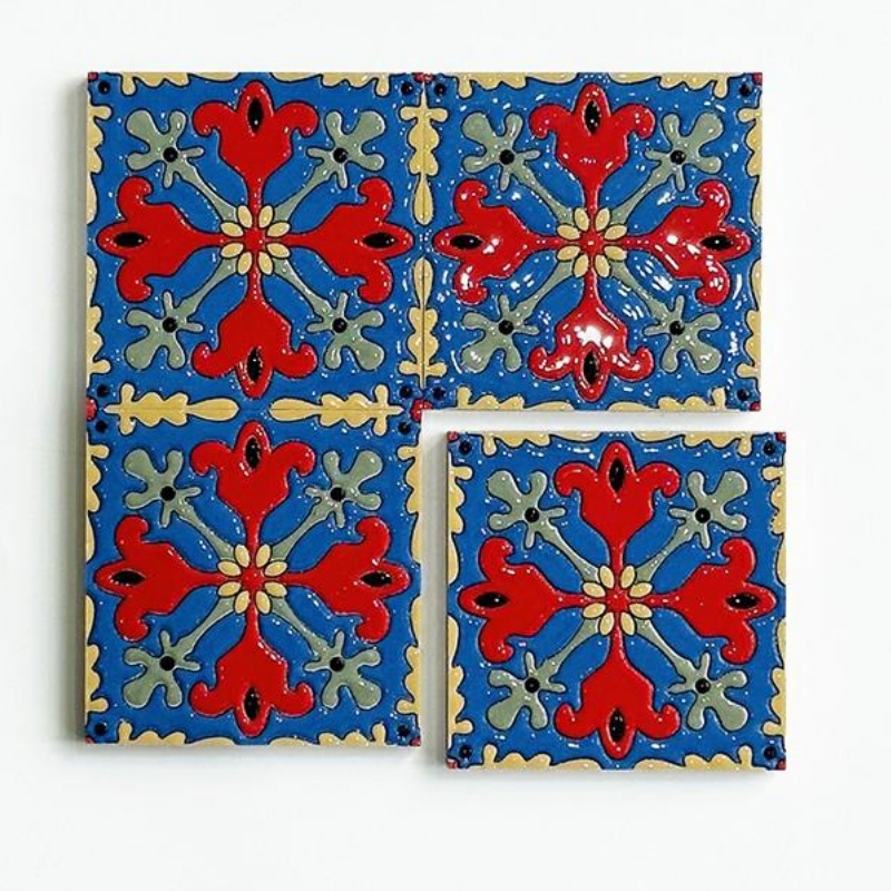 China Style Classic Moroccan Hand Painted Flower Design 100x100 Ceramic Tiles for Floor and Wall